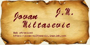 Jovan Miltašević vizit kartica